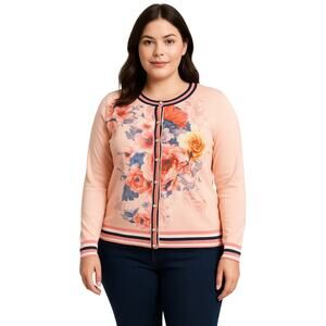 Charter Club XXL Floral Button Cardigan Pink Multi Sweater Cottagecore